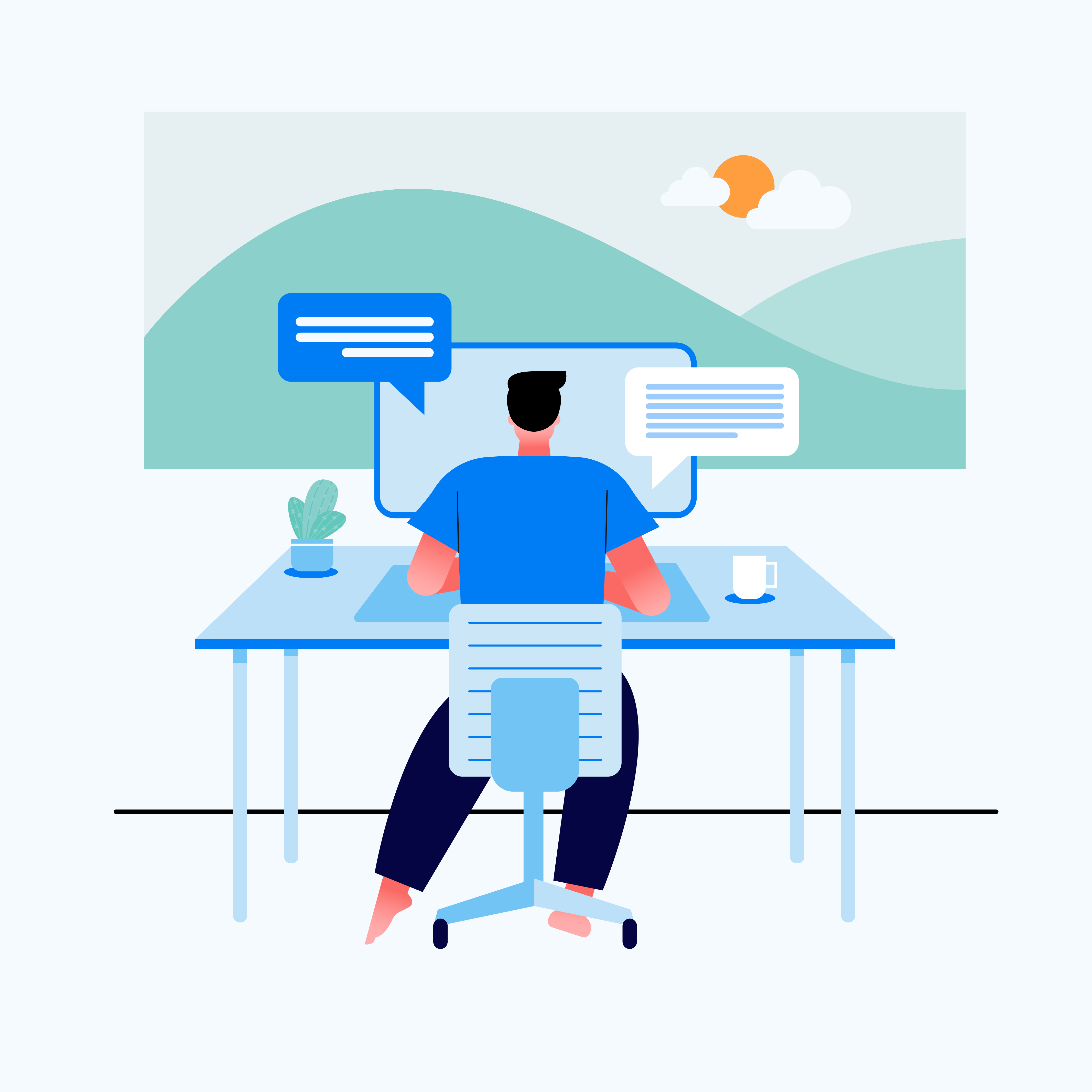 man in a desk